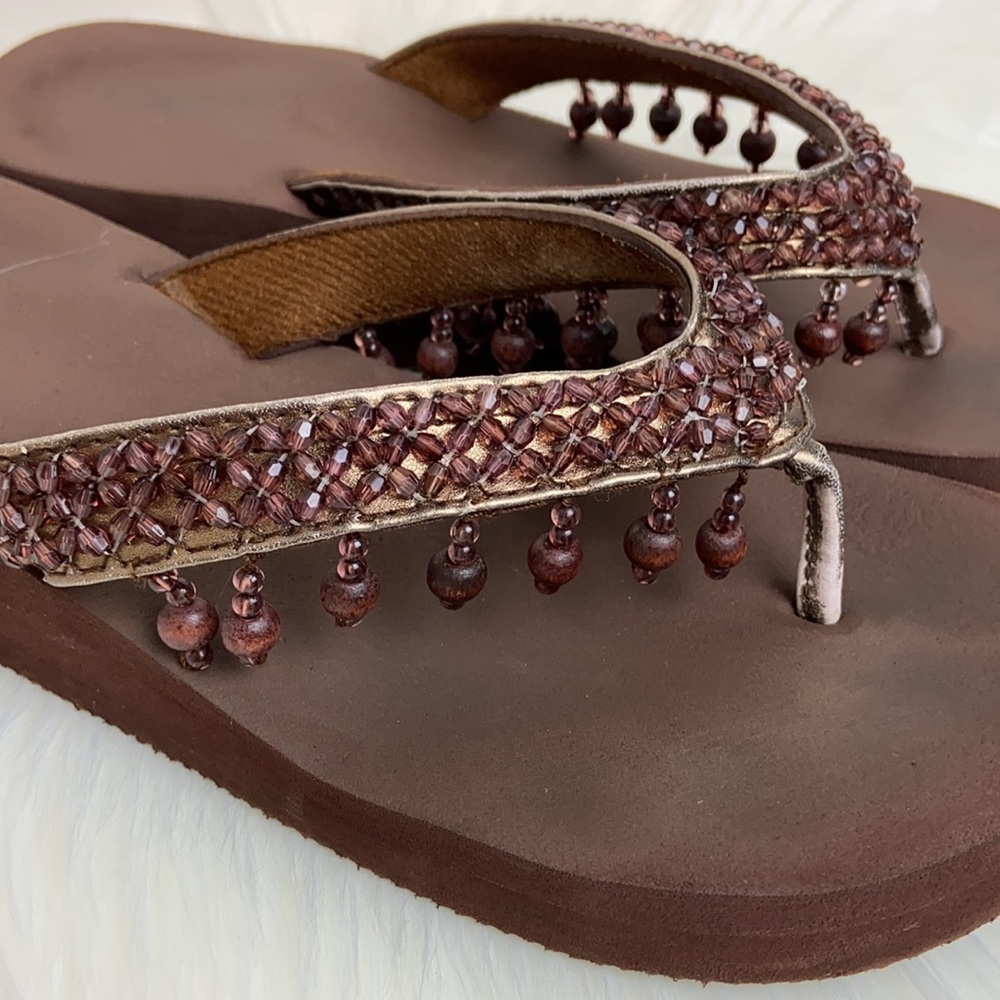 Cato Brown Beaded Sandals - Picture 5 of 7